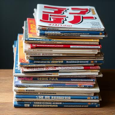 Beepやログインなどの懐かしい80年代のゲーム雑誌の山